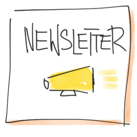 Abenteuer Newsletter: Vorgedanken und Anmeldung Newsletter - gezeichnet von Beate Mader