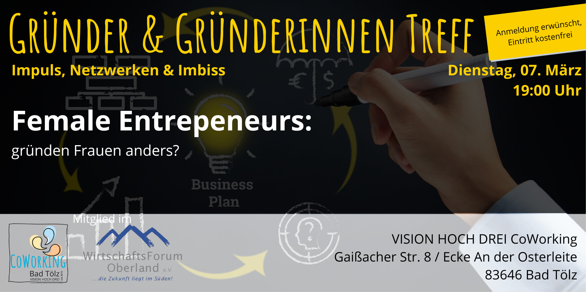 Gründerinnen und Gründer Treff mit Impuls und Netzwerken