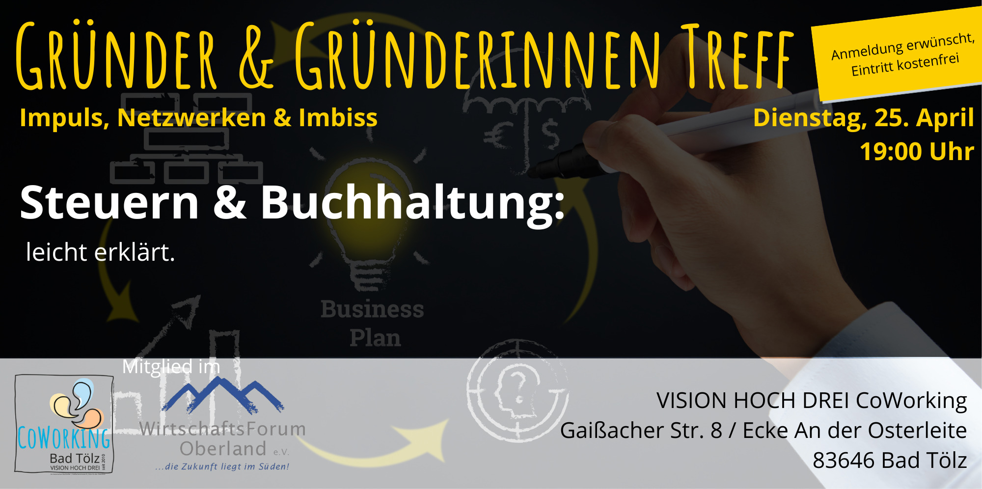 Gründerinnen und Gründer Treff mit Impuls und Netzwerken