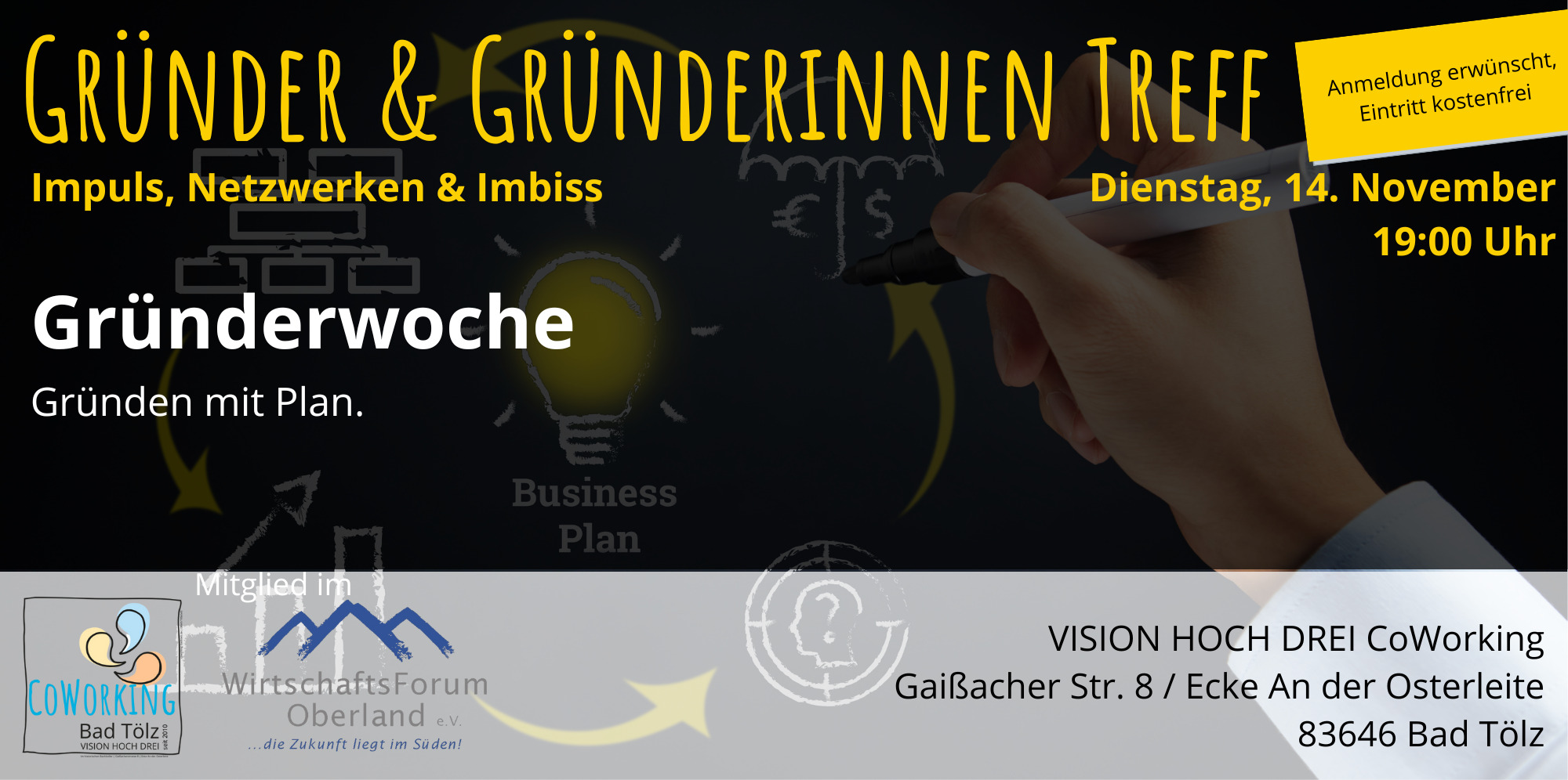 Gründerinnen und Gründer Treff mit Impuls und Netzwerken