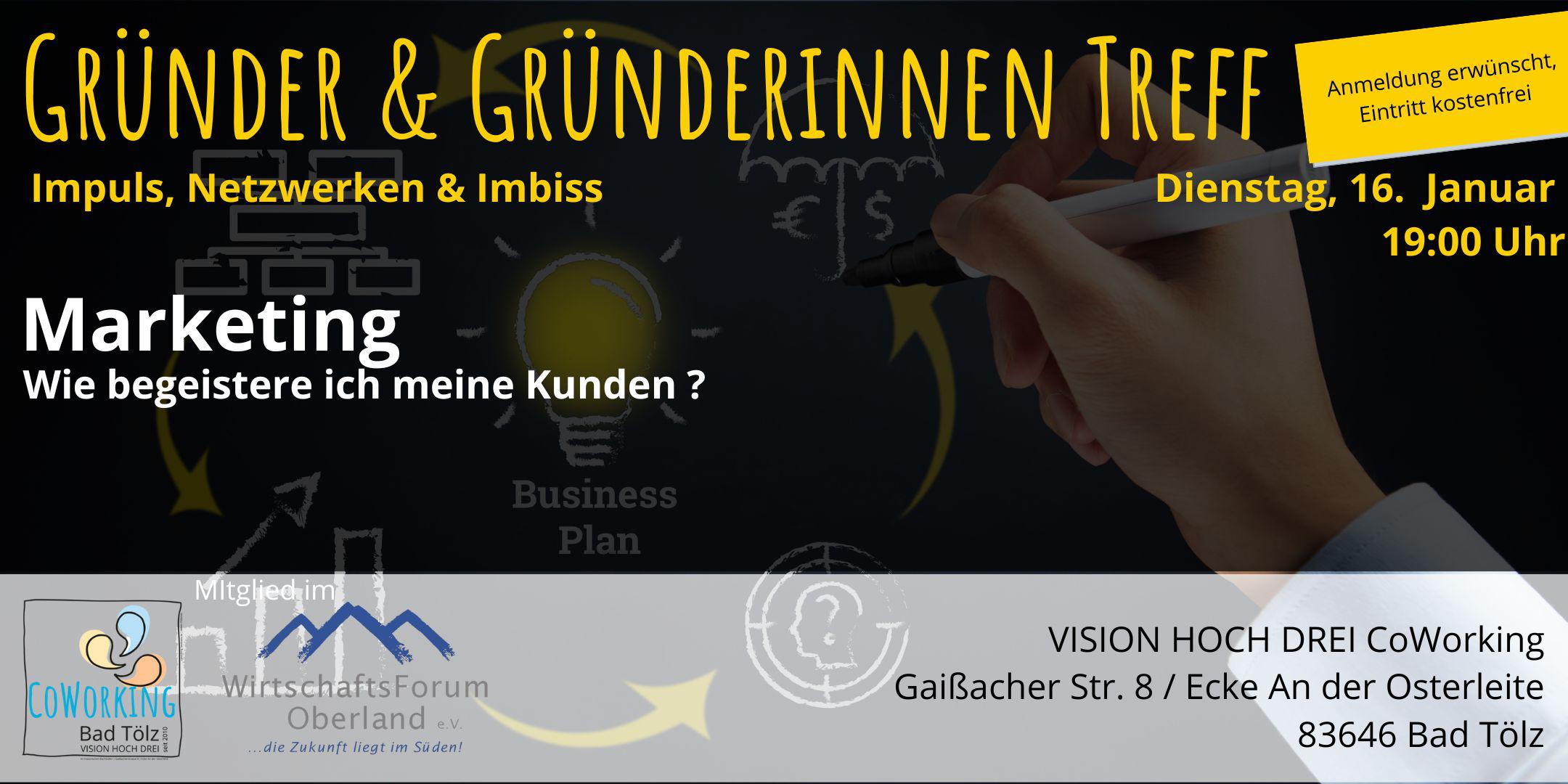 Gründerinnen & Gründer-Treff: Wie begeistere ich meine Kunden? Marketing