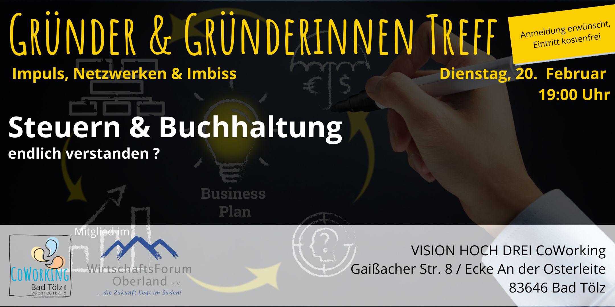 Gründerinnen- und Gründer-Treff: Steuern & Buchhaltung: endlich verstanden?