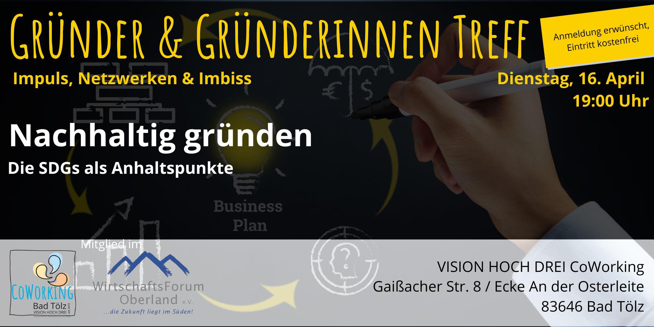 Gründerinnen & GründerTreff: Nachhaltig gründen. Die SDGs als Anhaltspunkte