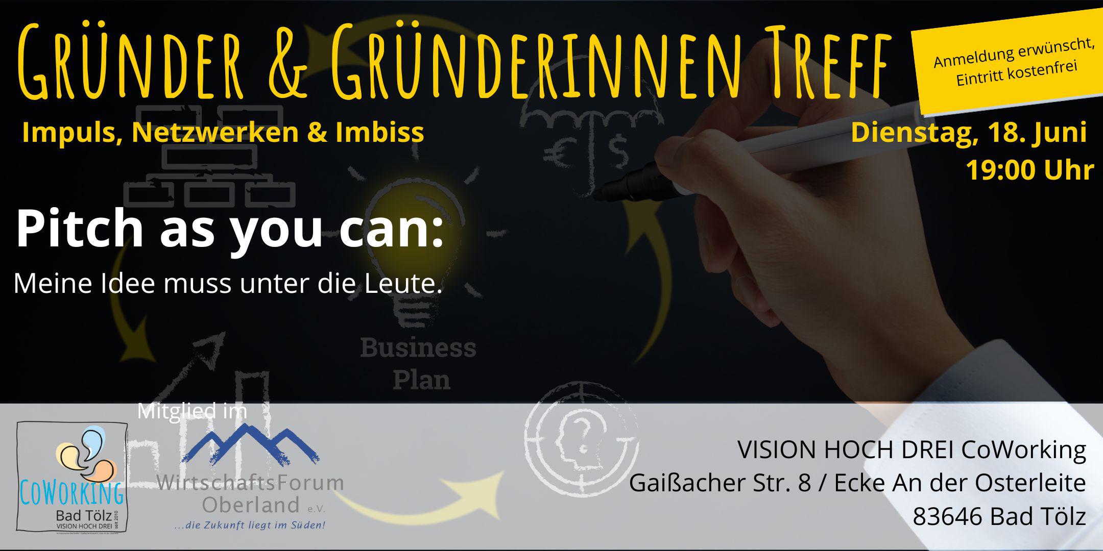 Gründerinnen- & Gründer-Treff | Meine Idee präsentieren: Pitch as you can!