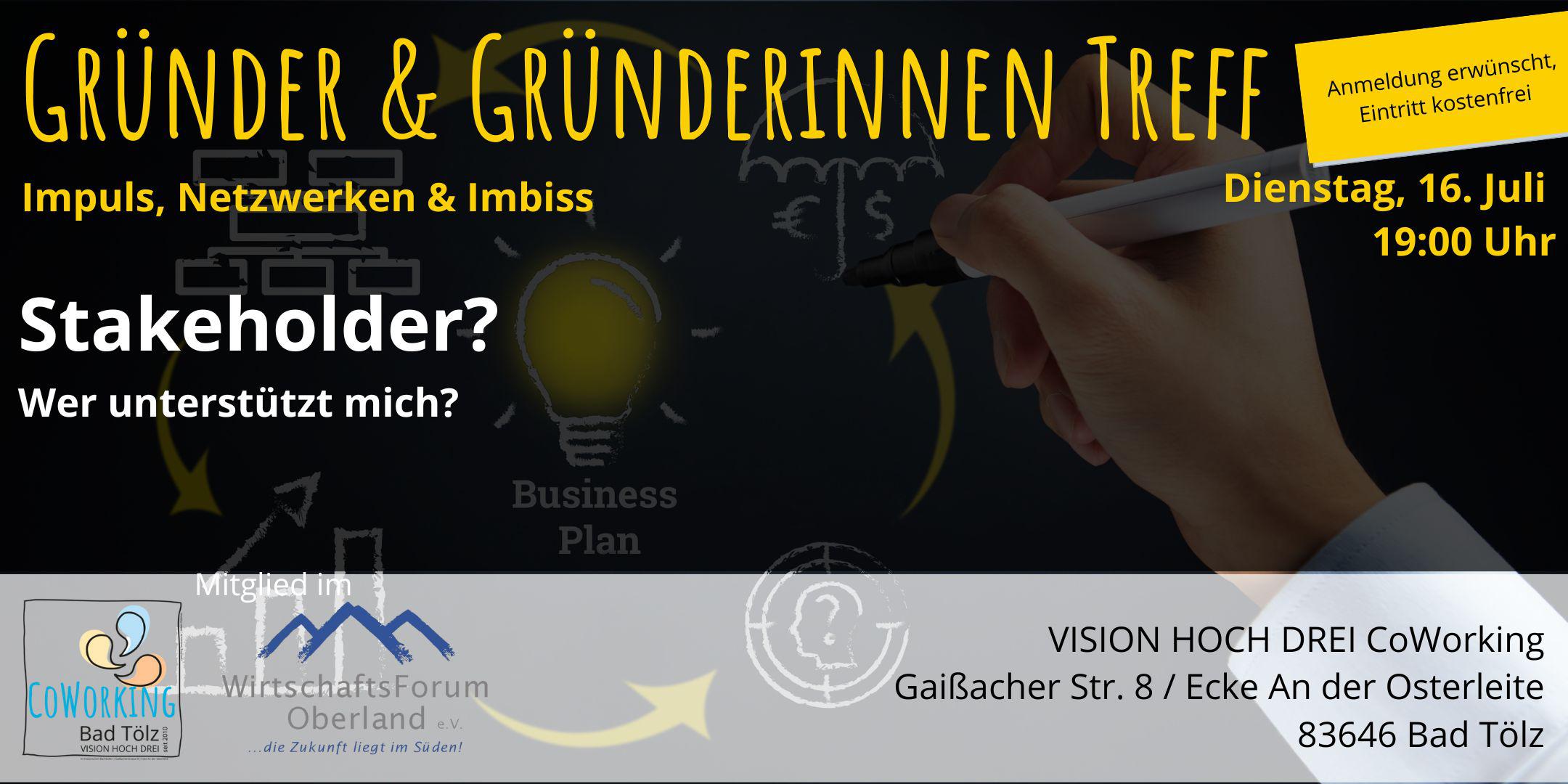 Gründerinnen- & Gründer-Treff: Stakeholder?! Wer unterstützt mich?