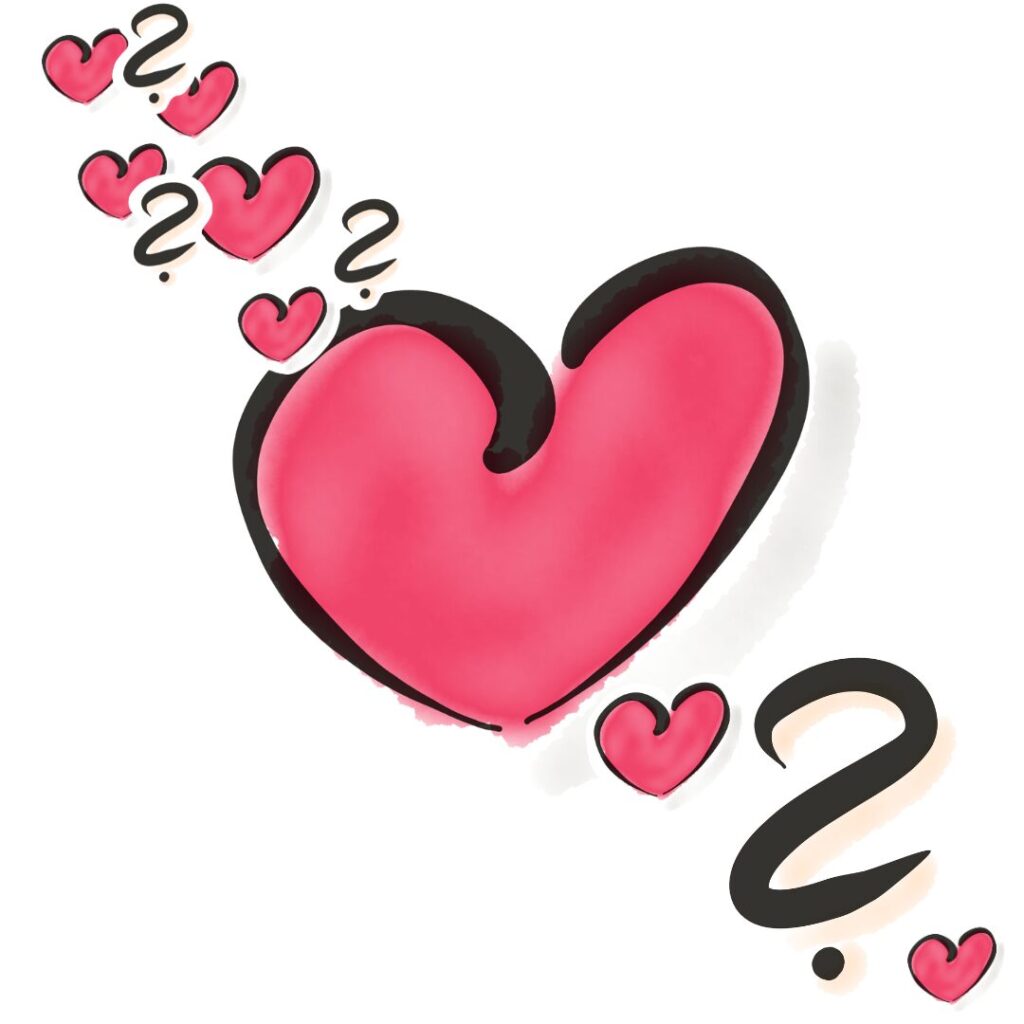 Fragen fragen?! 2 Herz mit Fragezeichen