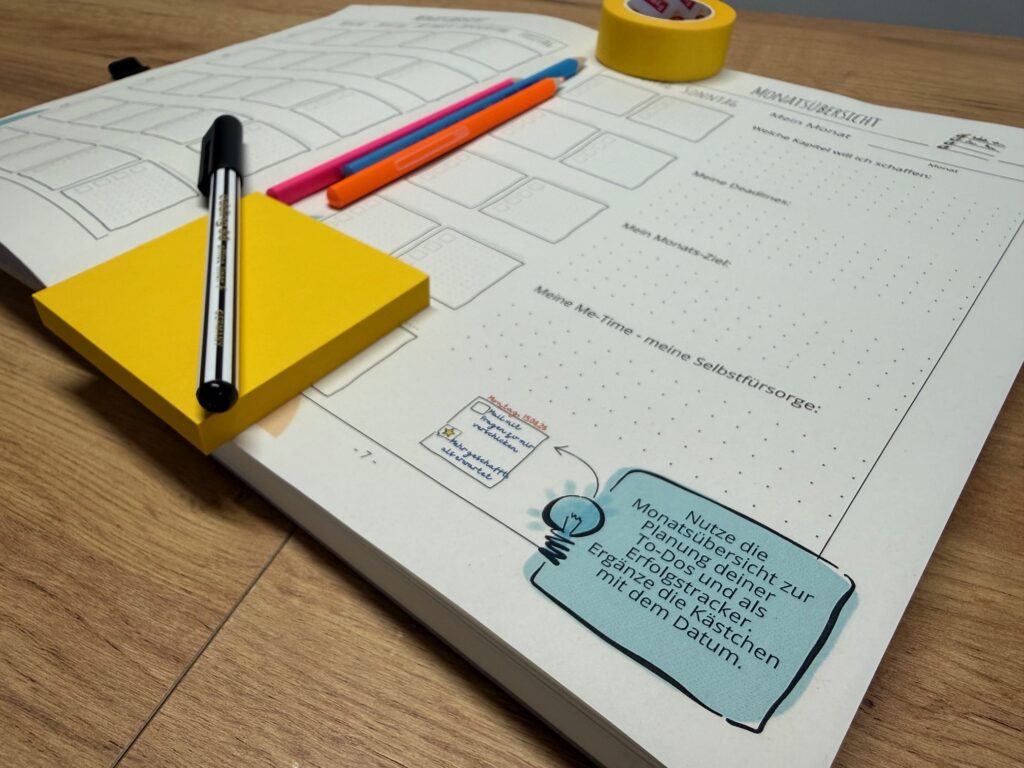 Auszug aus dem Work Book Journal by Beate Mader Monatsuebersicht