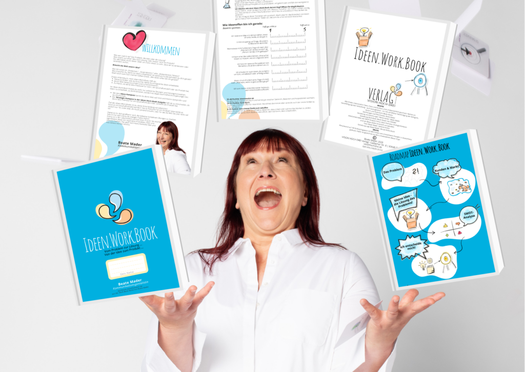 Ideen Work book Beate wirft Seiten hoch